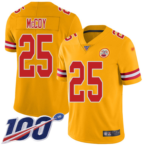 Men Kansas City Chiefs #25 McCoy LeSean Limited Gold Inverted Legend 100th Season Football Nike NFL Jersey->kansas city chiefs->NFL Jersey